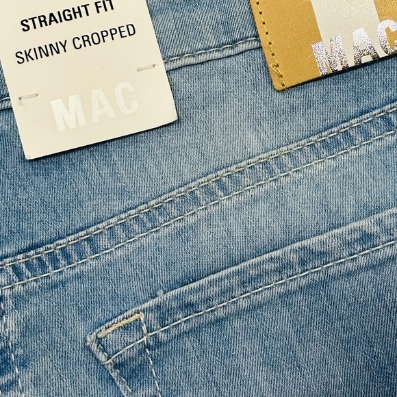 👖💎 MAC Jeans Skinny Redone Hem | NWT Patchwork Raw Edge Cropped Denim, Women’s 6 - Picture 4 of 5